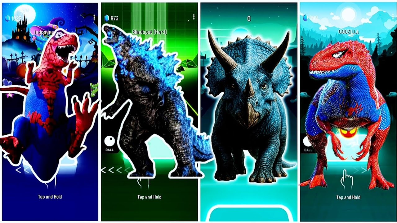 Dinosaur Evolution | Tyrannosaurus - Godzilla - Triceratops - T-Rex SpiderMan | Tiles Hop