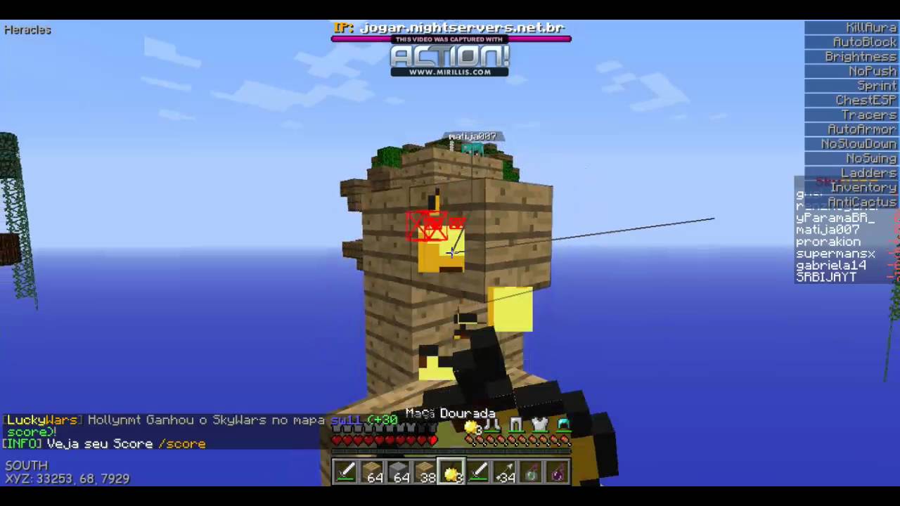 Minecraft : Skywars - Jogando de Hack e Matando 3 Hack !!