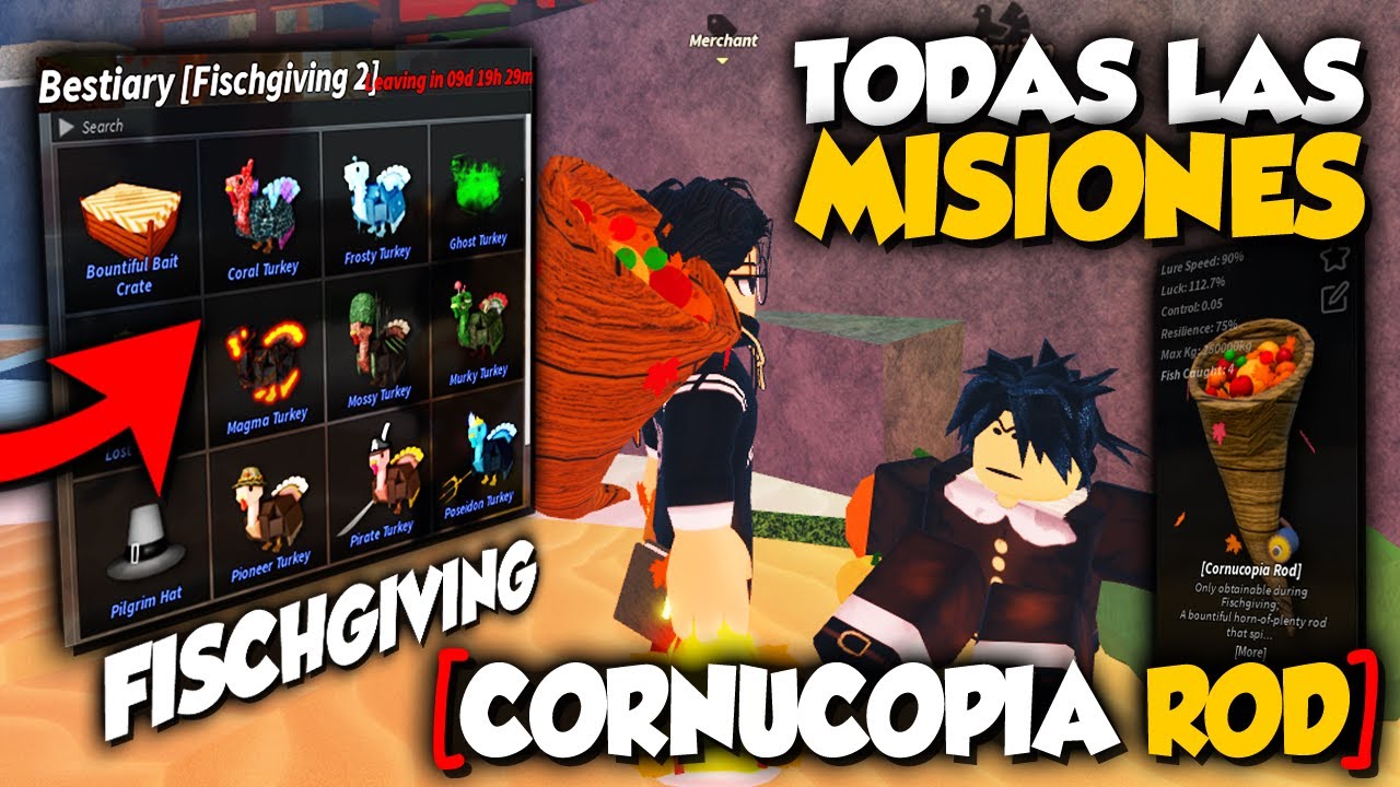 GUIA MAXIMA de FISCHGIVING & CAÑA CORNUCOPIA (TODAS las MISIONES) en FISCH ROBLOX