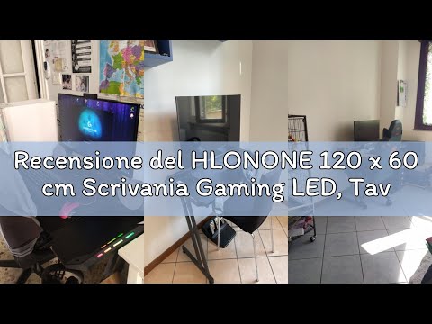 Recensione del HLONONE 120 x 60 cm Scrivania Gaming LED, Tavolo Gaming Ergonomica, Postazione Gamer