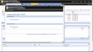 Veritas eDiscovery Platform 8 0 Release Legal Holds Demo