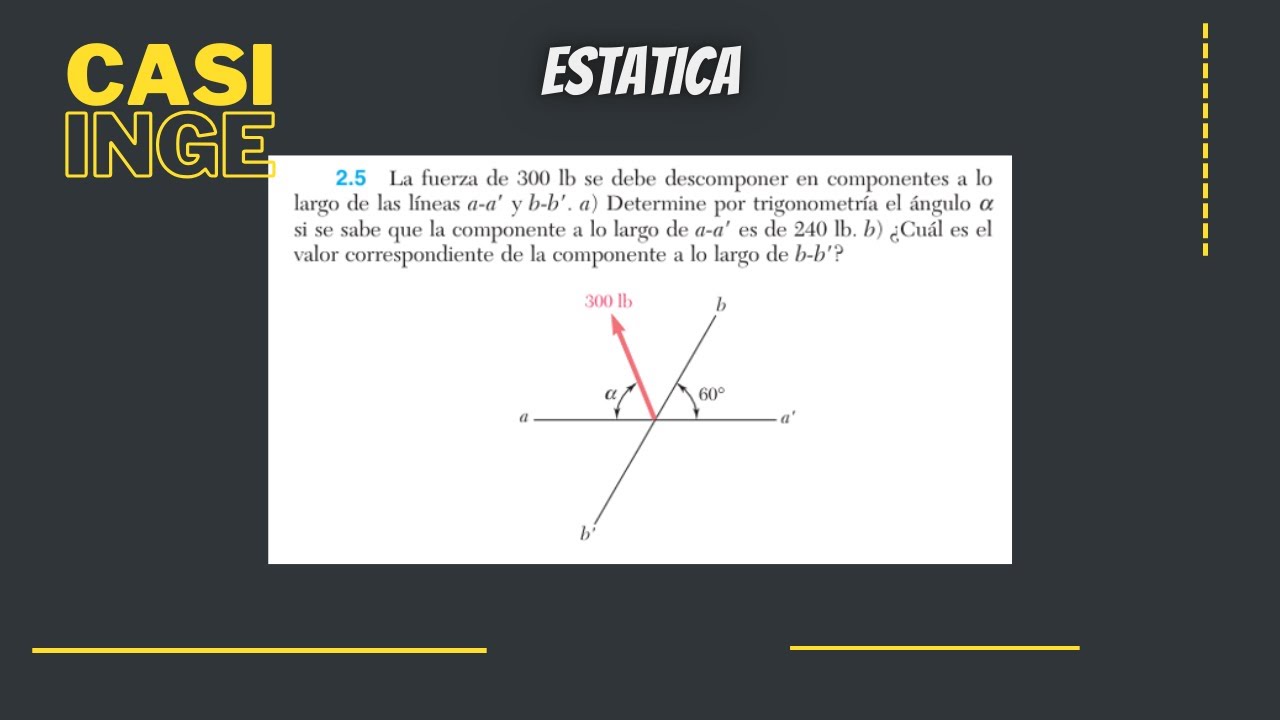Ejercicio 2.5 | Estática Beer-Johnston.  La fuerza de 300 lb se debe descomponer en componentes