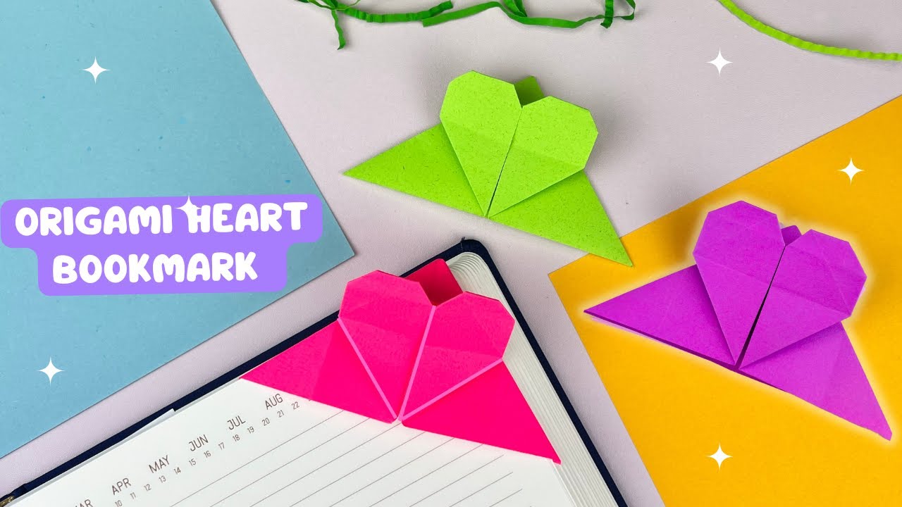Easy Origami Heart Corner Bookmark ~ How to Make A Paper Bookmark - YouTube