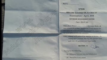 BBA 4th Sem Database Management System Question Paper 2018