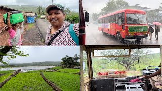 मुसळधार पावसात कोकणातल्या गावचा प्रवास 😍 | Panvel to Kokan Village Traveling | S For Satish | Kokan