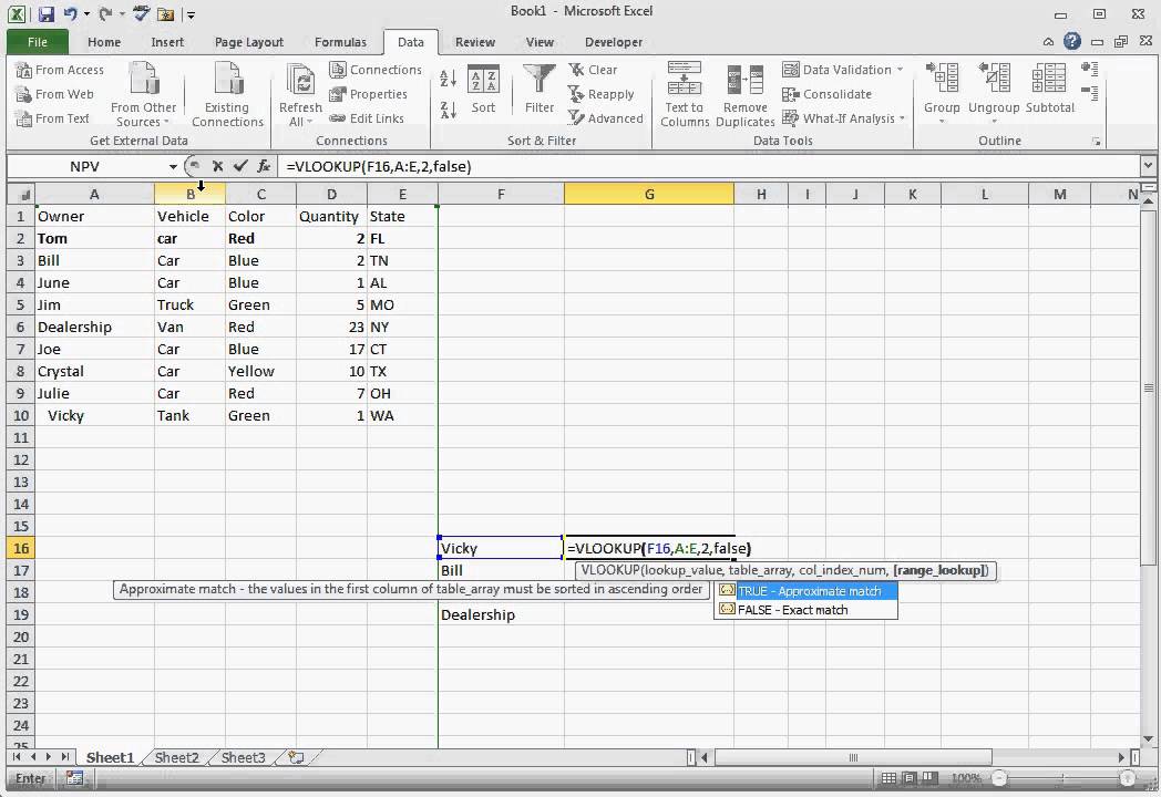 Excel Formulas: VLOOKUP