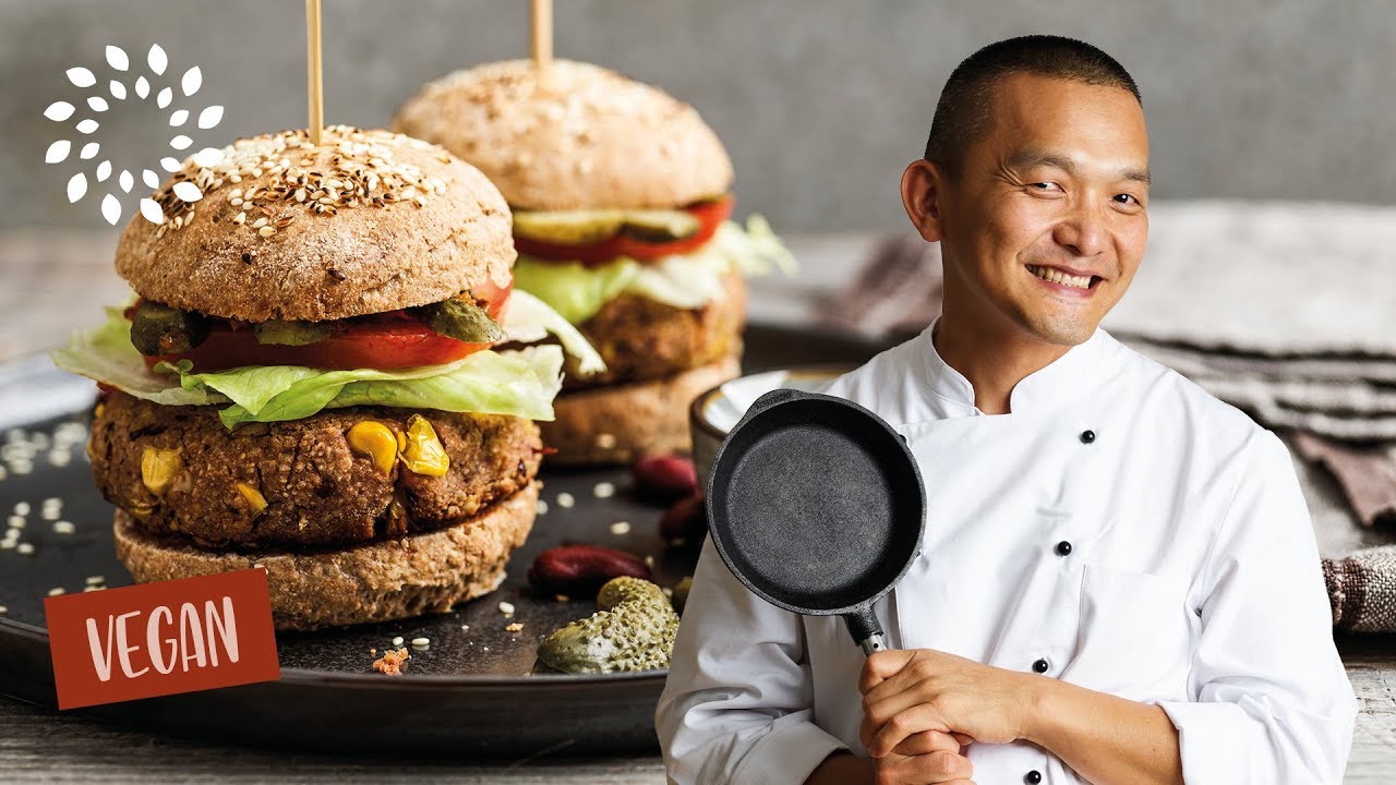 Burger aus roten Bohnen mit BBQ-Sauce [Rezept] - Vegan