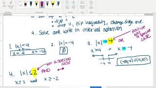 Absolute Value Inequalities notes (1 - 6)