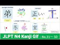 JLPT N4 180 Kanji animation Step 2 - No. 31-50 [私村回文字早家室正春夏秋冬市姉妹兄弟親京]