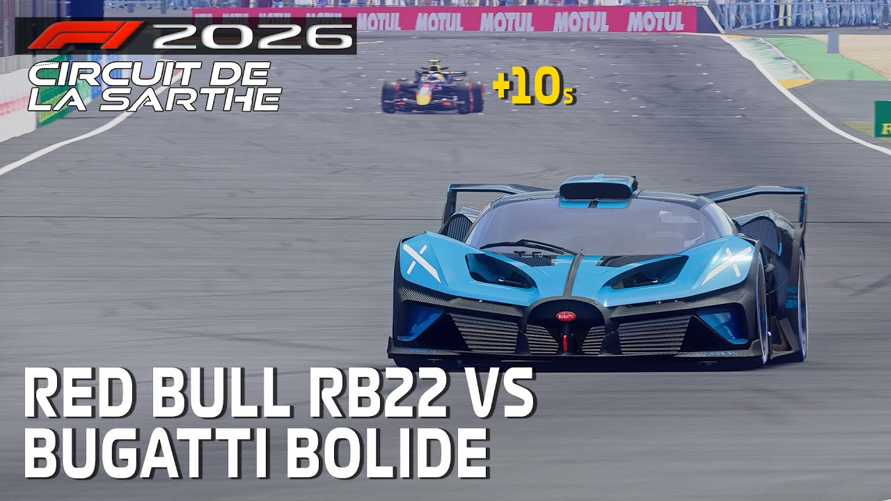 F1 2026 Red Bull RB22 10 seconds handicap vs Bugatti Bolide Assetto Corsa