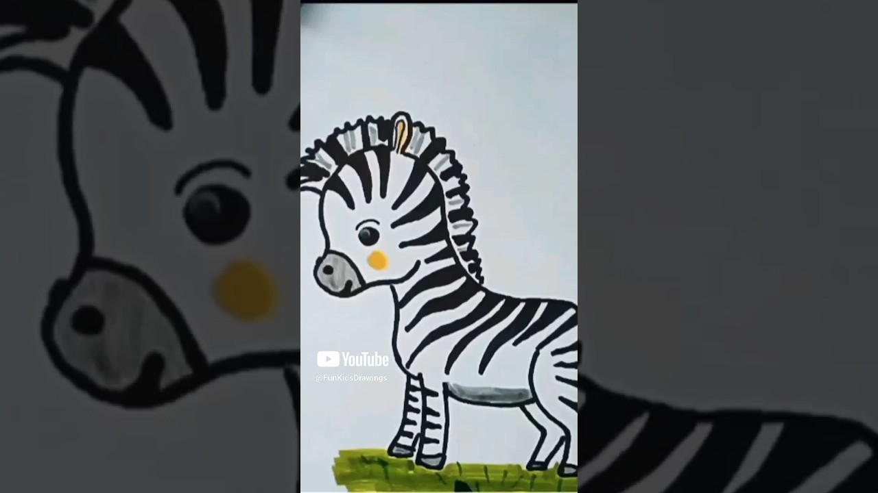 easy cute zebra drawing tutorial for kids