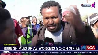 Rubbish piles up as workers go on strike