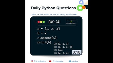 Python Coding challenge - Day 241 | What is the output of the following Python Code?  #coding