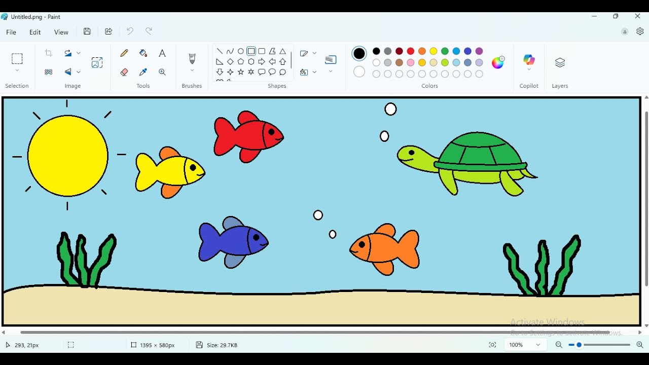 Fish Drawing In Computer 🐢
