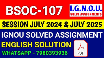BSOC-107 solved assignment 2024-25 | BSOC-107 solved assignment 2025 | Ignou BSOC-107 in English