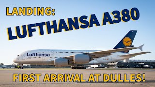 (LANDING) Lufthansa Airbus A380 First Landing at Dulles International