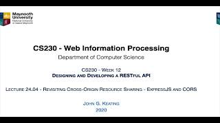 Lecture 24 04 Revisiting Cross-Origin Resource Sharing - ExpressJS and CORS