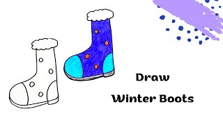 Draw Winter Boots Easy Drawing Winter Season