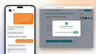 Details HelloForms: describe your form, publish it, share the link News