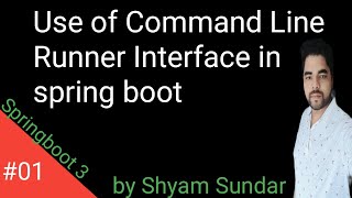 Use of Command Line Runner Interface in spring boot || Shyam Sundar