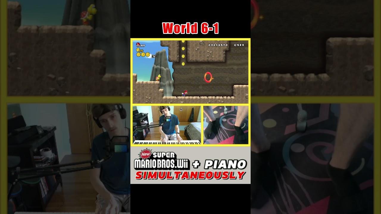 NSMBW World 6-1 While Playing Piano! 