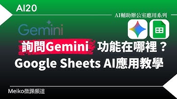 AI20 | "詢問Gemini" 功能在哪裡？ | 在 Google Sheets 使用 Gemini 範例分享 | Meiko微課頻道