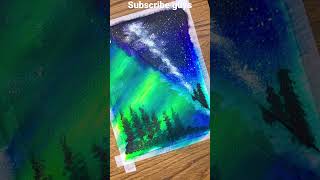 Galaxy vs Aurora acrylic painting #galaxypainting #aurorapainting #satisfyingdrawing #satisfyingasmr