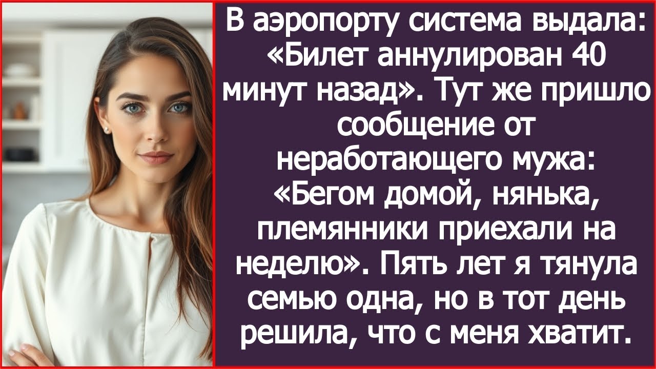 Билет был аннулирован. Тут же пришло смс от мужа: «Бегом домой, племянники приехали на неделю».