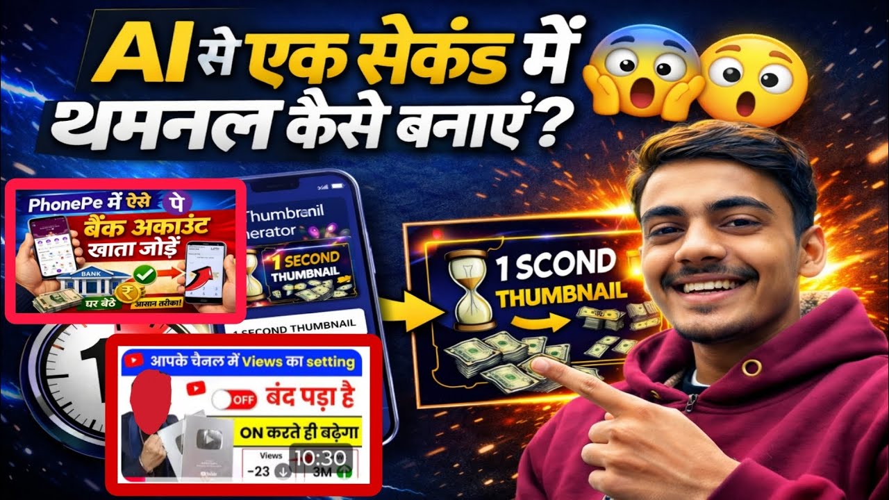 AI 🤖 Se 1 Second Me Thumbnail Kaise Banaye 😱 | Mobile Se Pro Thumbnail