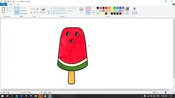 How to draw Watermelon Popsicle Easy on Computer using MS Paint | Watermelon Popsicle Easy Drawing.