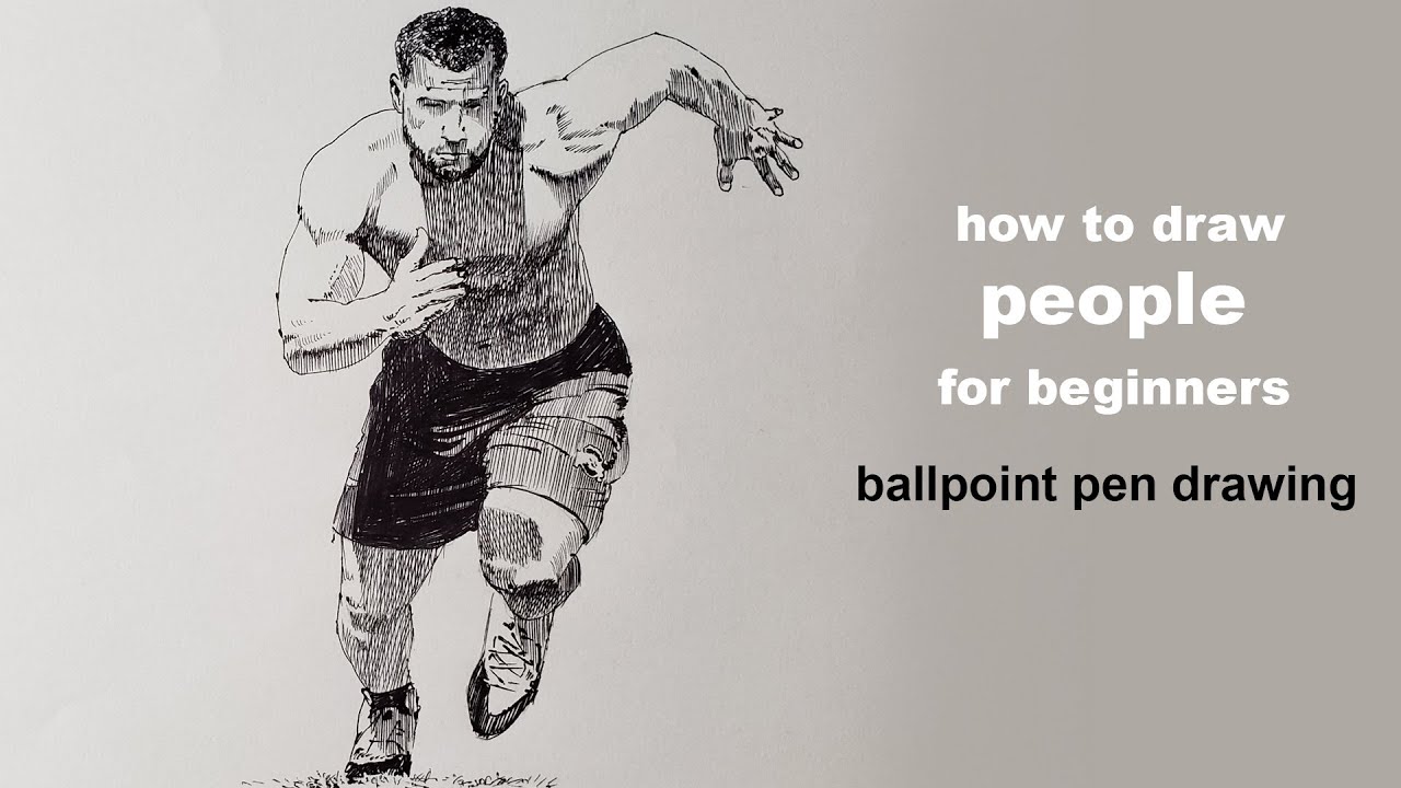 ballpoint pen drawing how to draw people for beginners drawing tutorial ...