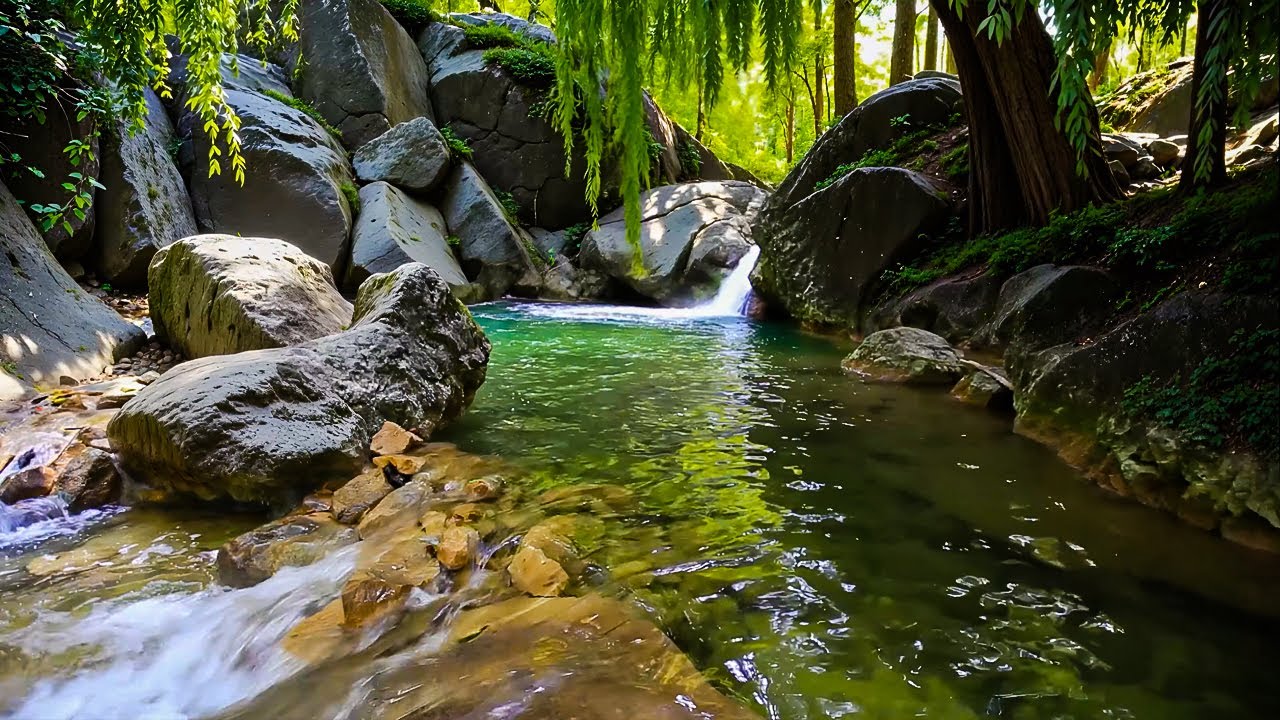 Relaxing Water Stream Sounds | Water Sounds & Birds | Sleep, Study, Meditation
