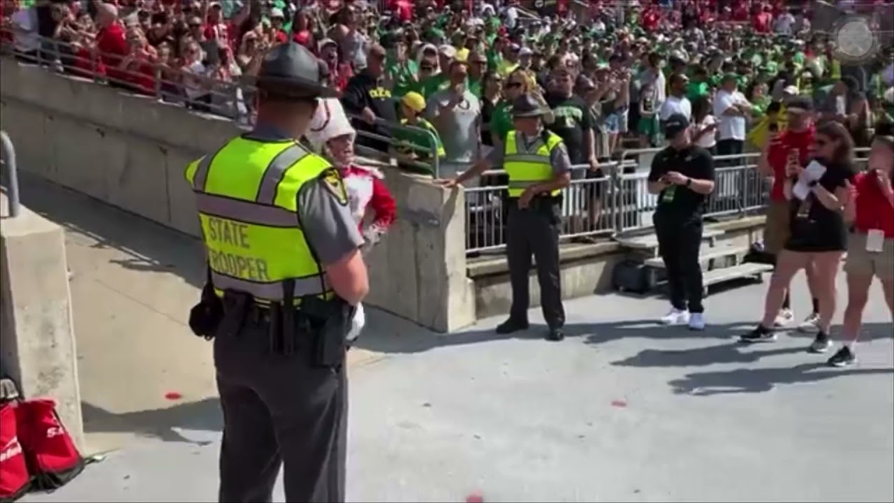 Ohio State Drum Major Trips And Falls Down The Ramp At College Football