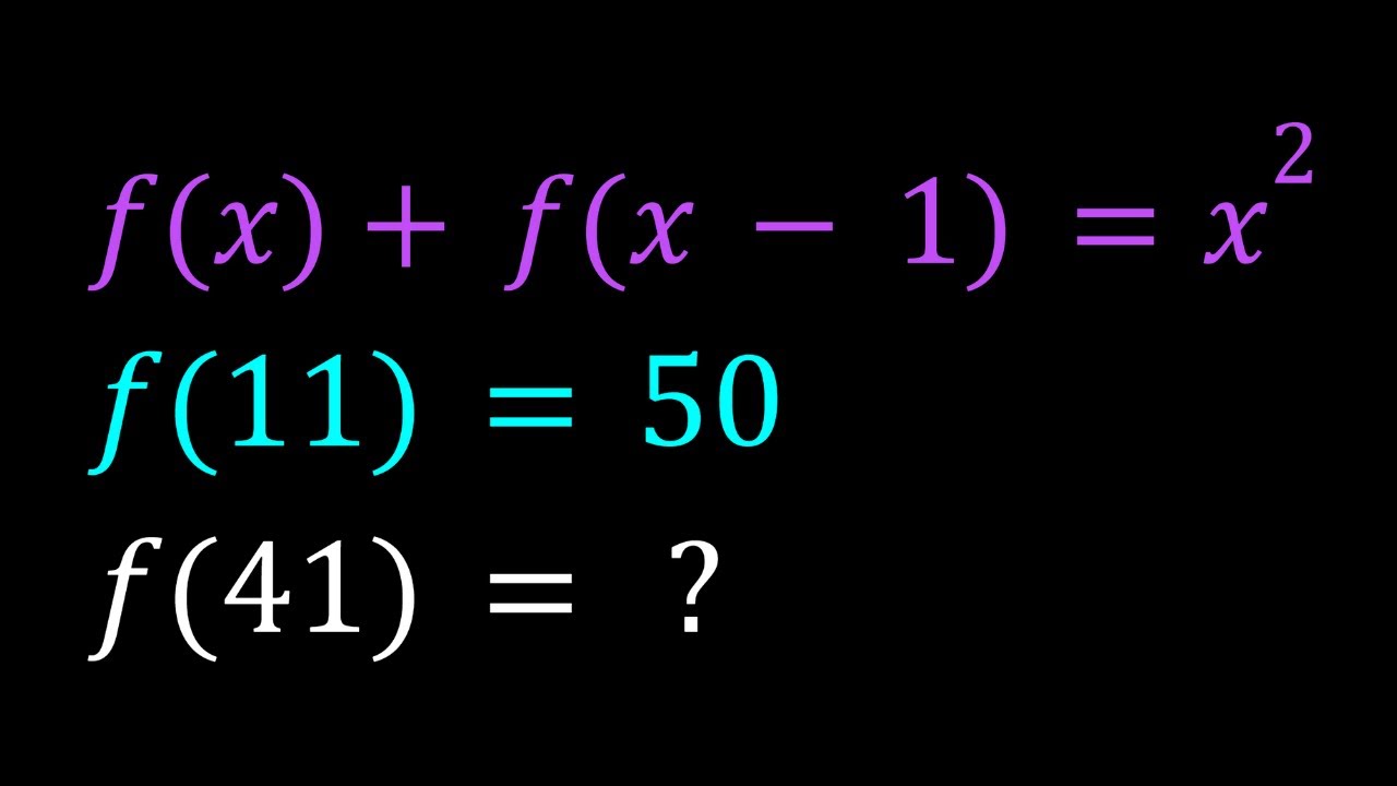 Solving a Functional Equation | f(x)+f(x-1)=x^2