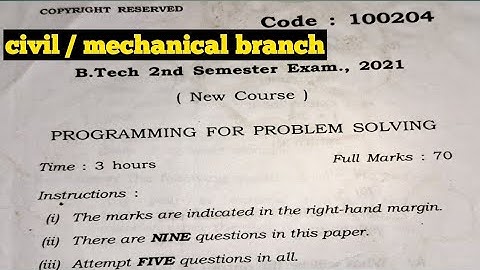 B.tech 2nd semester 2021 exam previous year question programig for problem solving ,PPS  | #aku, aku