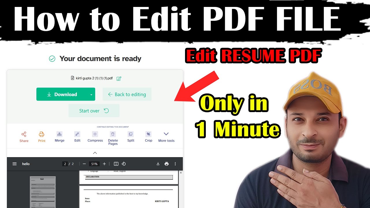 How to Edit PDF File only in 1 Minute ! | Edit Pdf Resume - YouTube