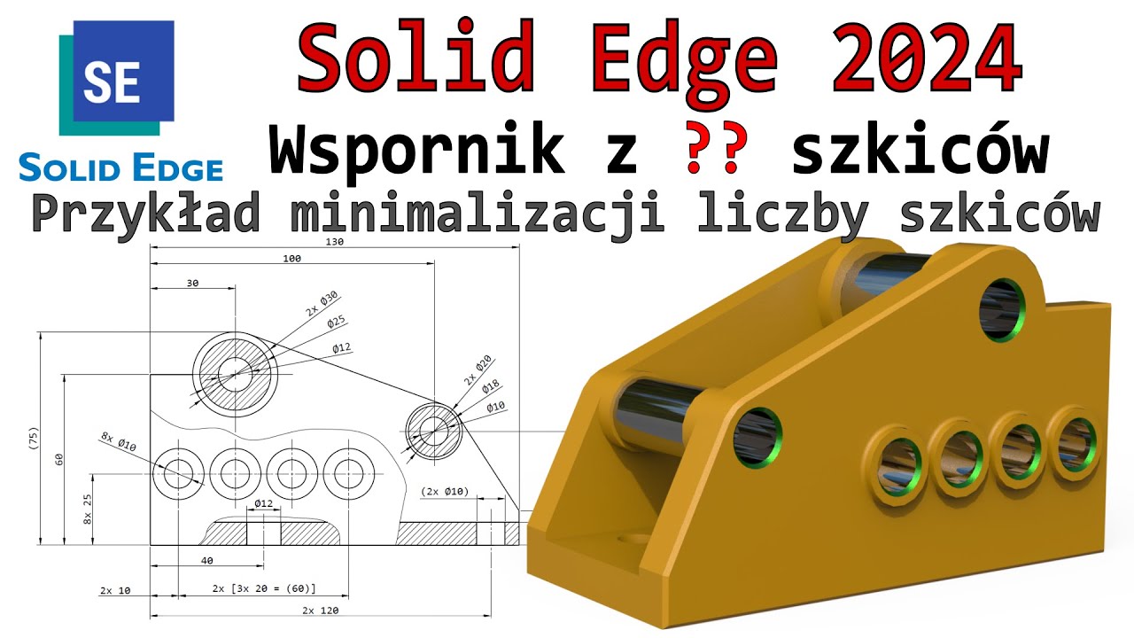 [428] Solid Edge - 2 sposoby na wspornik z minimalną liczbą szkiców | poradnik CAD 3D | tutorial