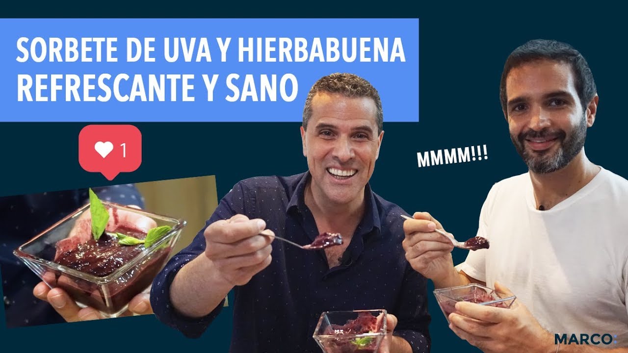 Sorbete de uva y hierbabuena refrescante y sano