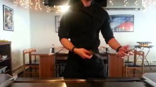 Amazing cool hibachi chief is slow motion