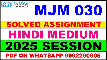MJM 030 solved assignment 2025 in Hindi || MJM 030 solved assignment 2025 || ignou MJM030 2025