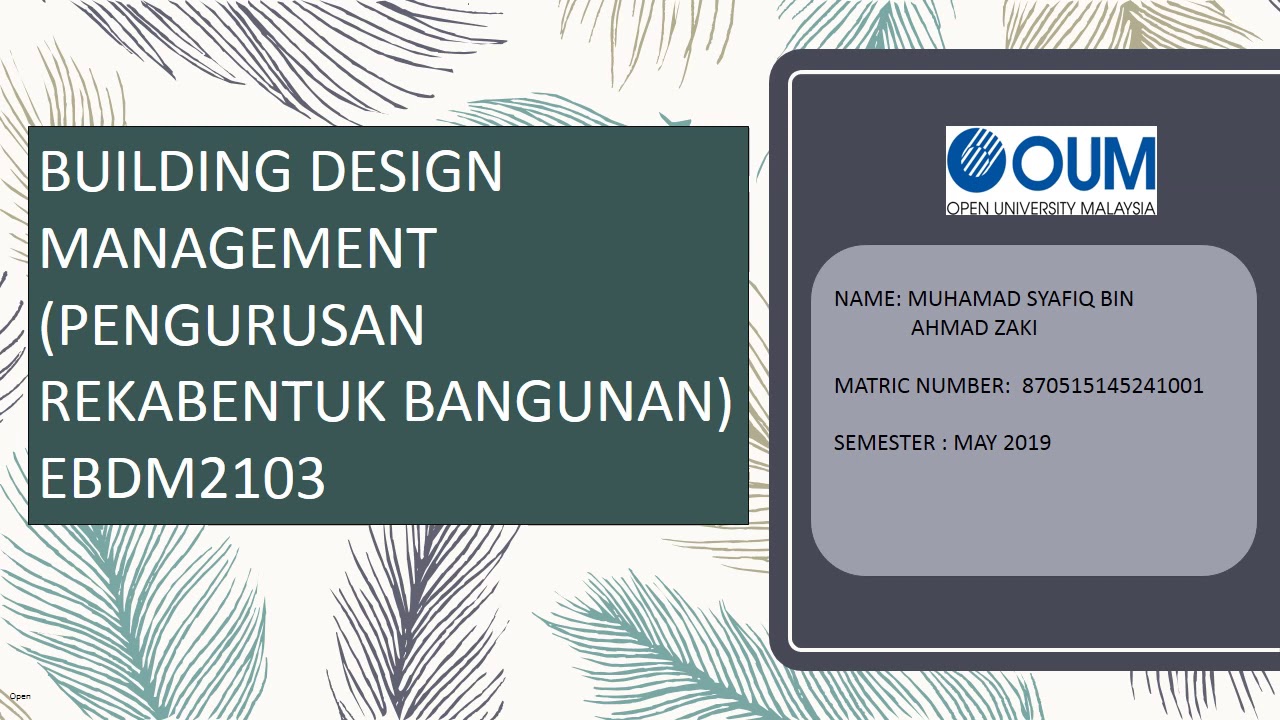 Building Design Management BDM2103 - YouTube