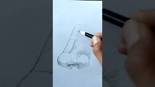 How To Draw A Nose|Using Hatching And Cross Hatching Technique|#crosshatching #hatching#stepbystep