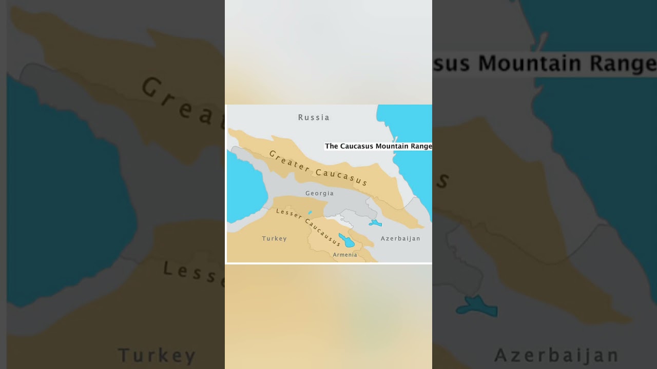 Caucasus mountain range in map of Asia continent