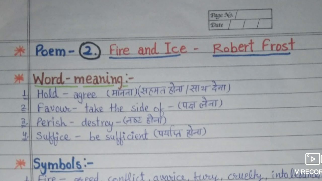 Poem 2 Fire And Ice Robert Frost Youtube