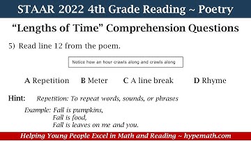 2022 STAAR Reading ~ 4th Grade (Poetry) Part 3