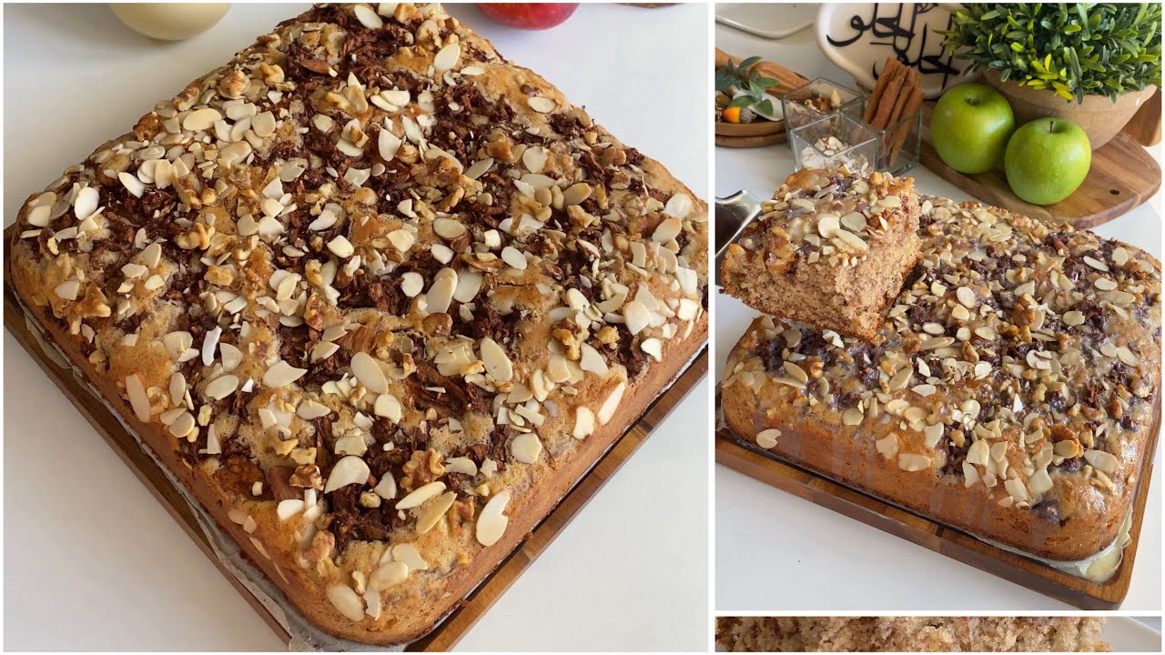 كيكة التفاح😌👌كيكتي رقم واحد بدون منازع 👌😌هشة واسفنجية 💪🏻😍مع صوص الحليب المكثف بدقيقة