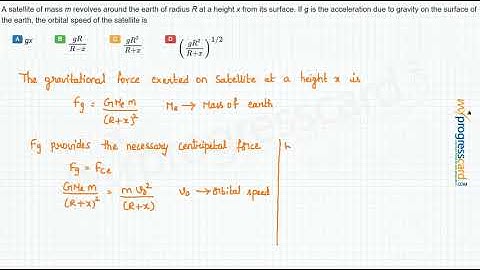 A satellite of mass m revolves around the earth of radius R at a height x from its
