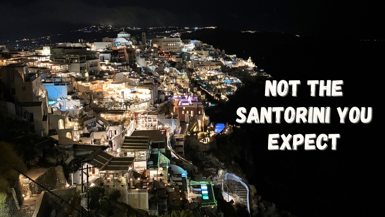 Rainy Night Walk in Fira, Santorini 🌧️🇬🇷| Quiet October Evening Atmosphere