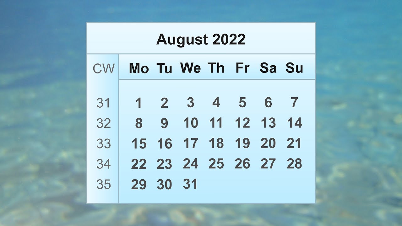 August 2022 Calendar