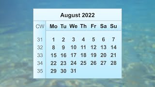 August 2022 Calendar